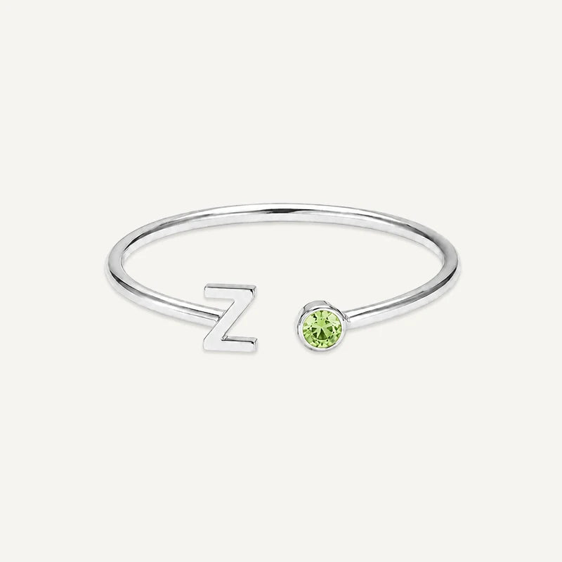 Bague Initiale avec Pierre de Naissance Argent Z