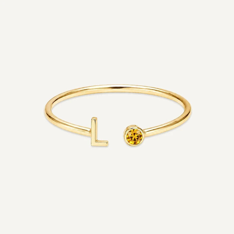 Bague Initiale avec Pierre de Naissance Or L
