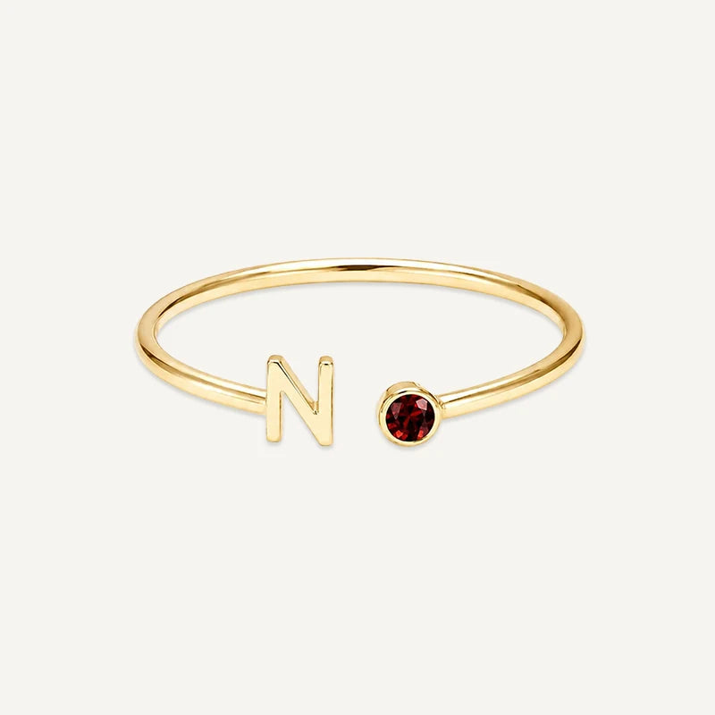 Bague Initiale avec Pierre de Naissance Or N