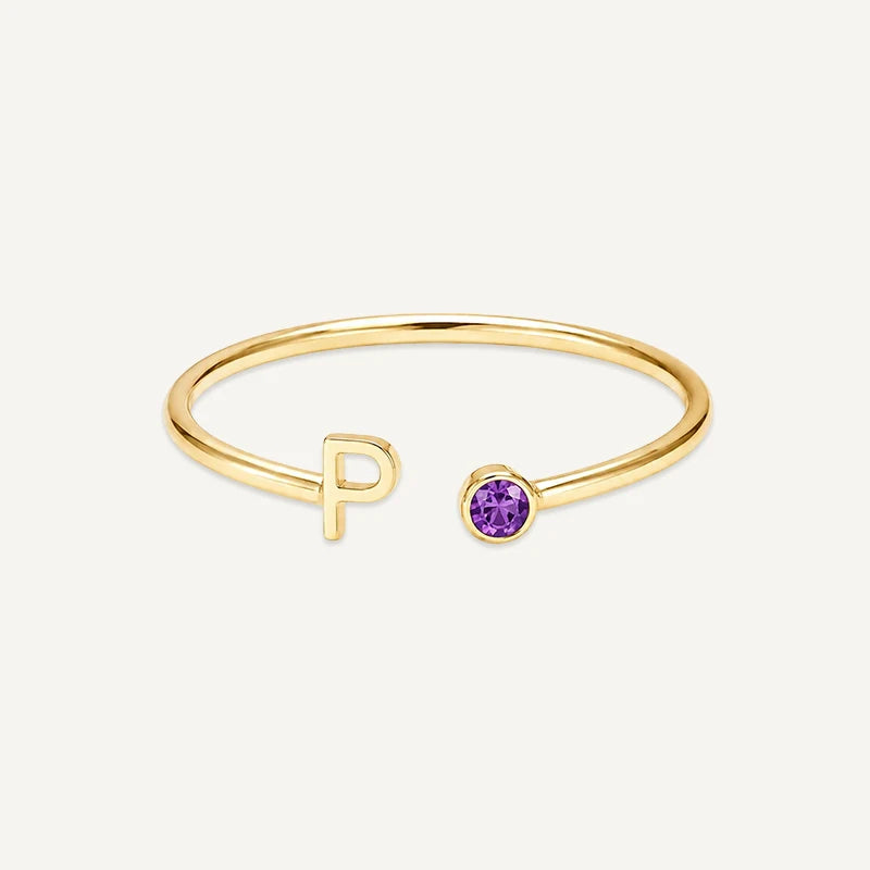 Bague Initiale avec Pierre de Naissance Or P