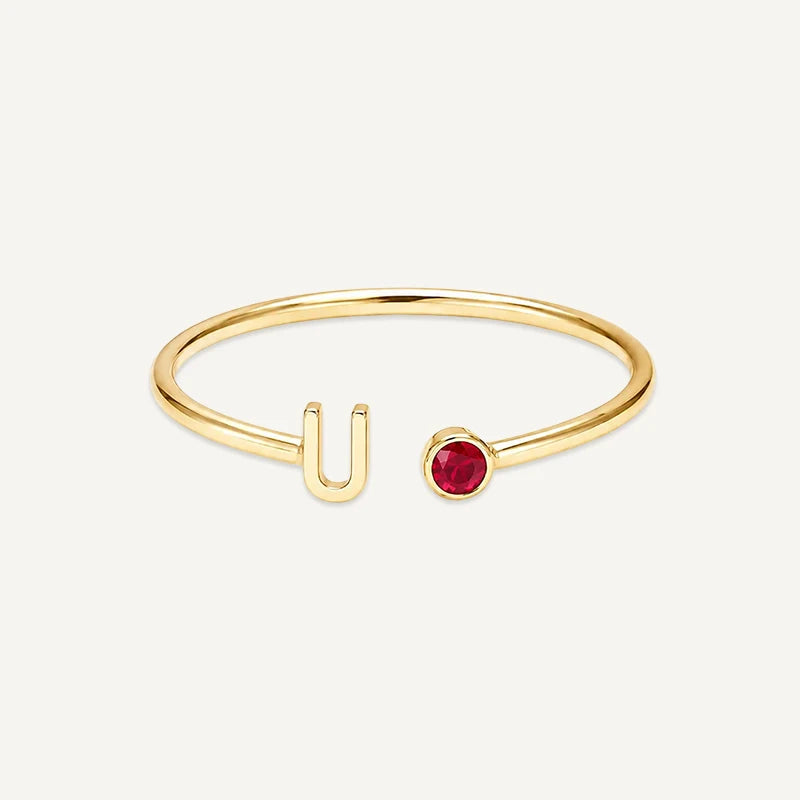 Bague Initiale avec Pierre de Naissance Or U