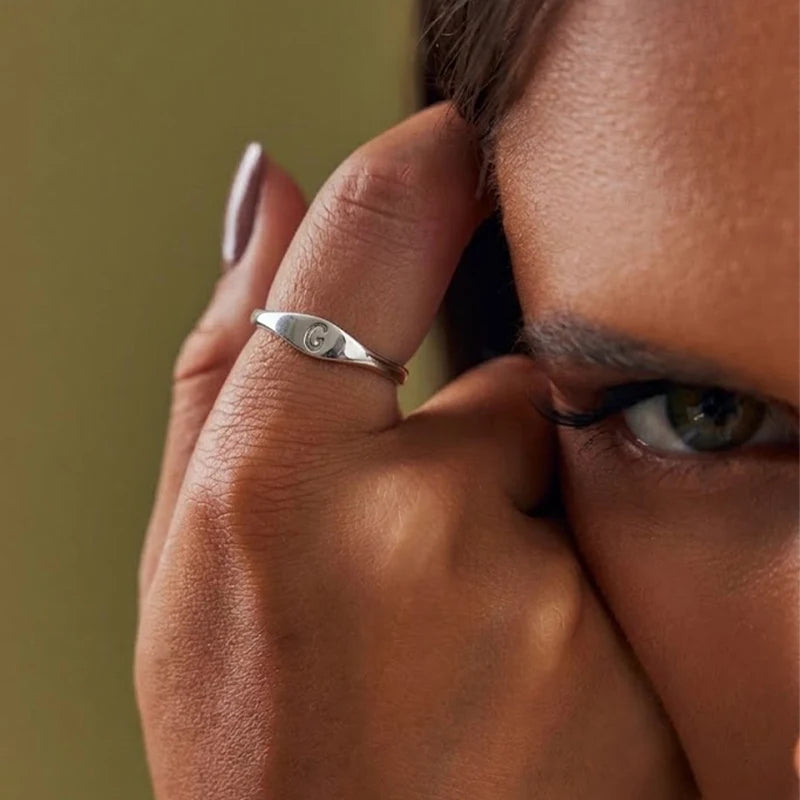 Bague Initiale Gravé Argent Femme