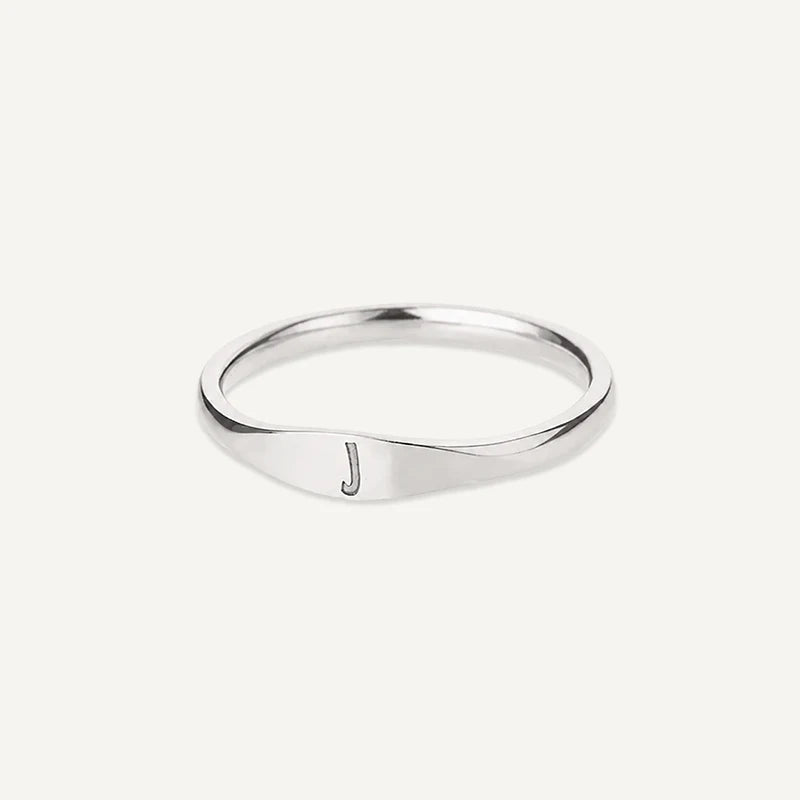Bague Initiale Gravé Argent J