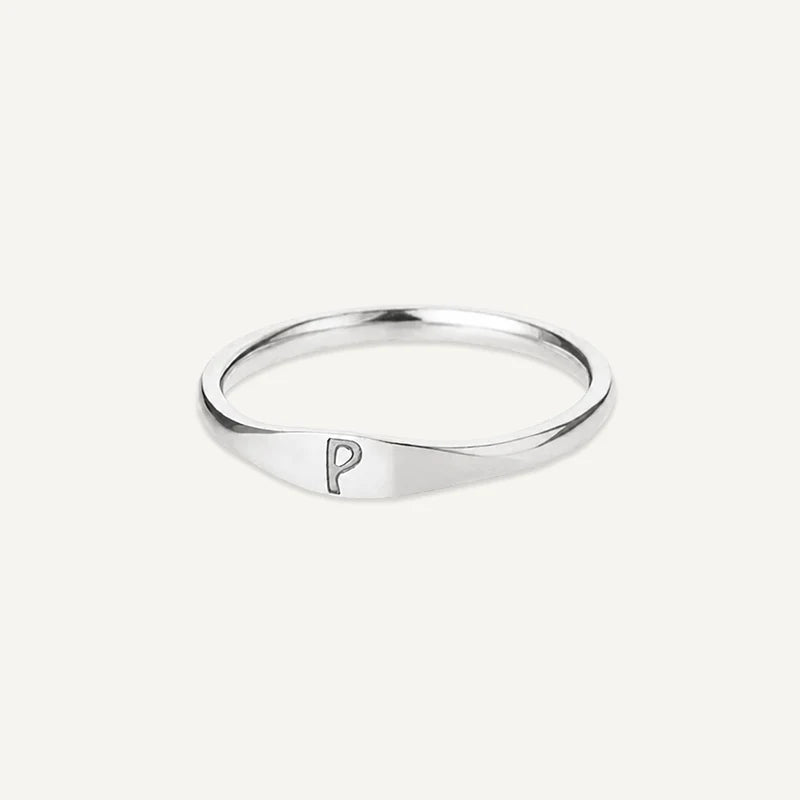 Bague Initiale Gravé Argent P