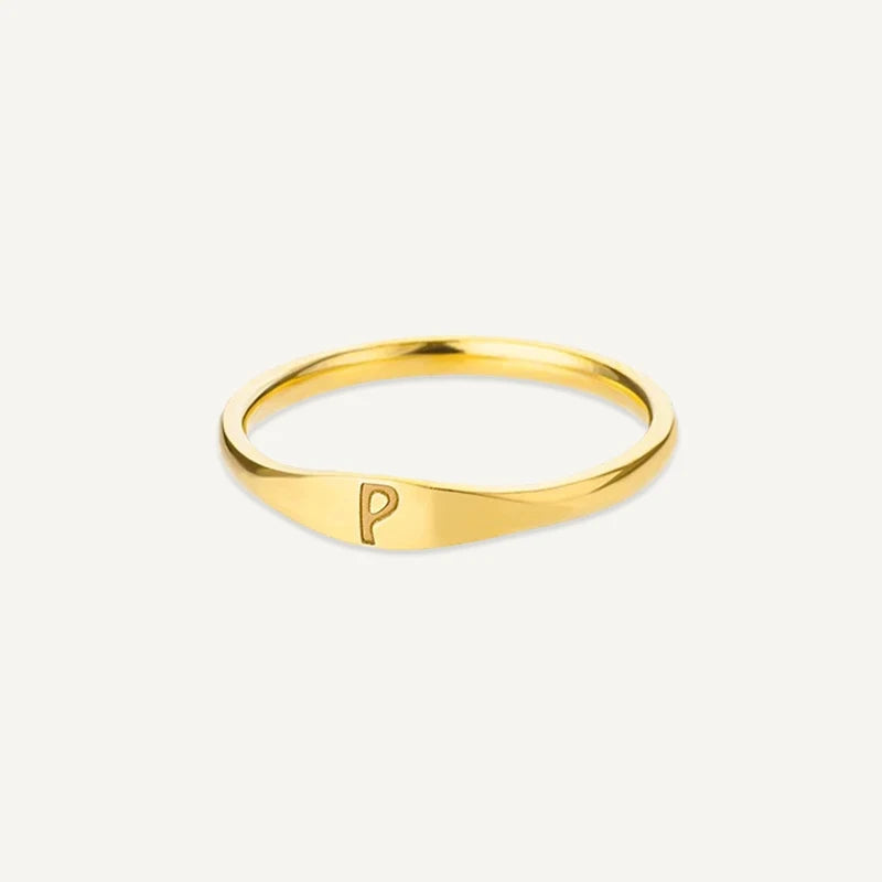 Bague Initiale Gravé Or P
