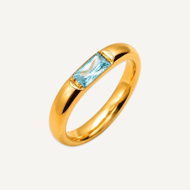 Bague Pierre de Naissance Rectangle Or Mars