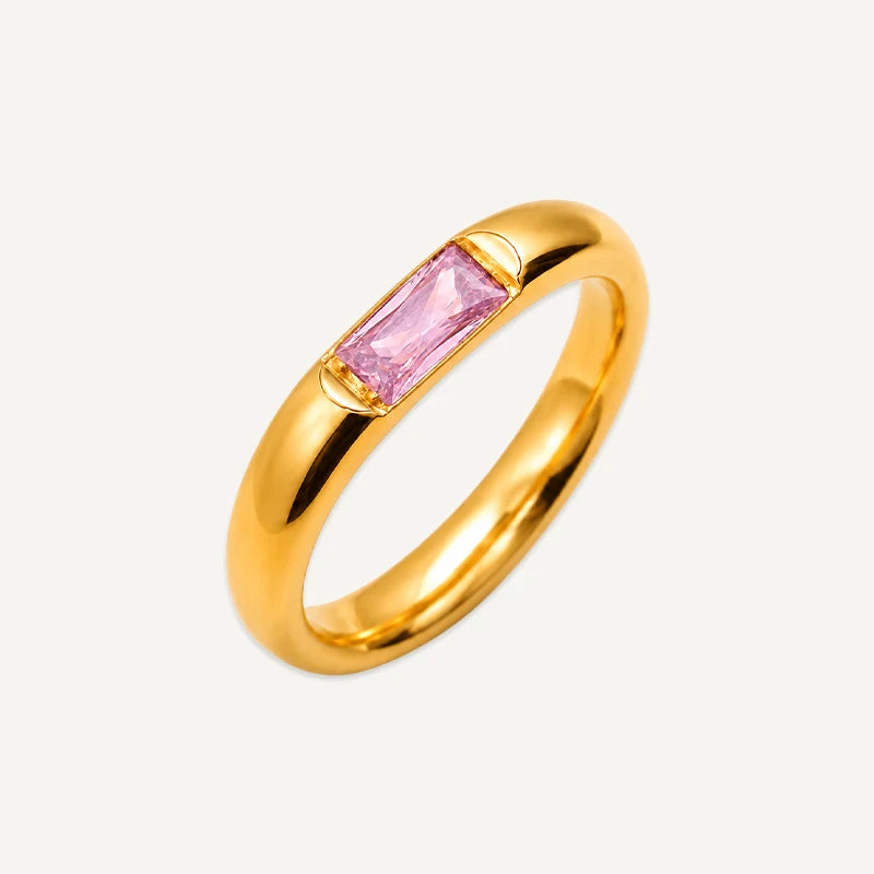 Bague Pierre de Naissance Rectangle Or Octobre