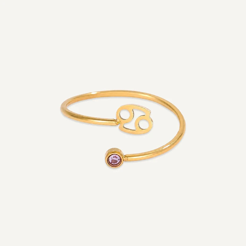 Bague Signe Astrologique avec Pierre de Naissance Cancer