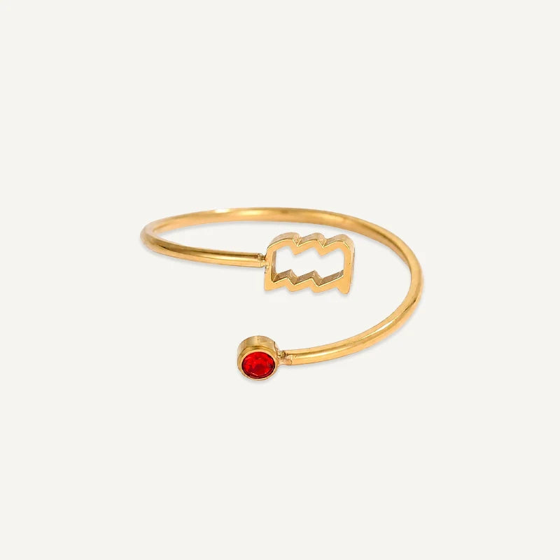 Bague Signe Astrologique avec Pierre de Naissance Verseau