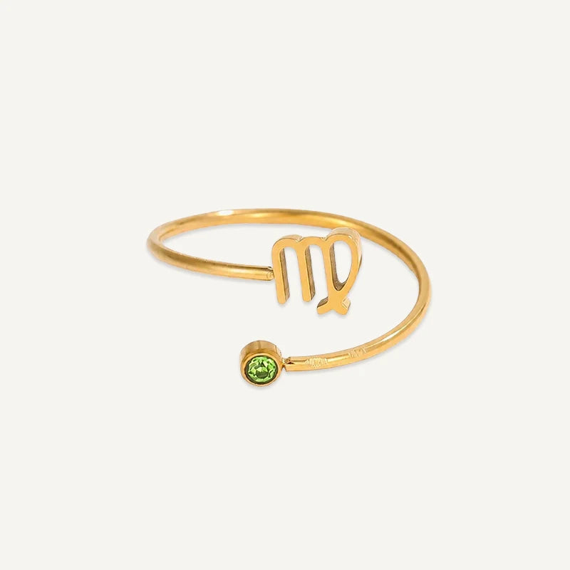 Bague Signe Astrologique avec Pierre de Naissance Vierge