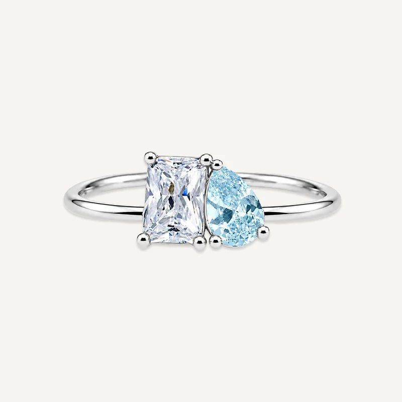 Bague Toi et Moi Pierres de Naissance Argent