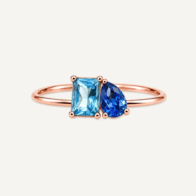 Bague Toi et Moi Pierres de NaissanceOr Rose