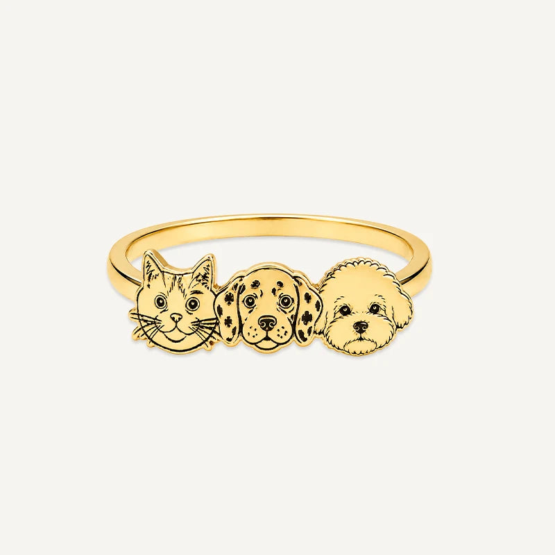 Bague Visage d’Animal Or 3 Visages