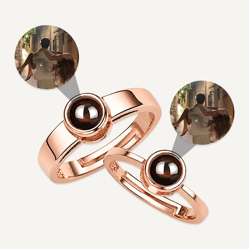 Bagues Couple Projection Photo Or Rose