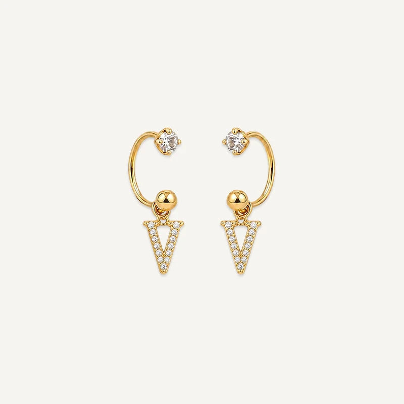Boucles d'Oreilles Créole Initiale Strass Or V