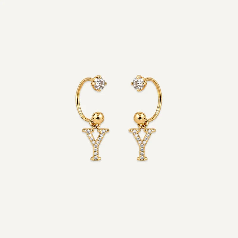 Boucles d'Oreilles Créole Initiale Strass Or Y