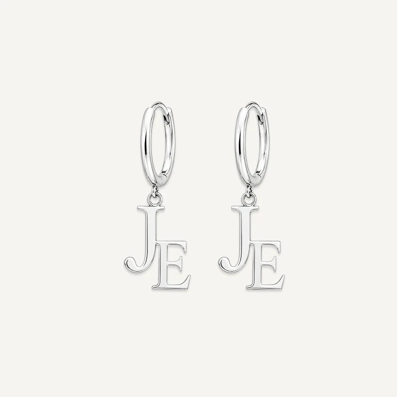 Boucles d'oreilles Créoles Initiales Argent