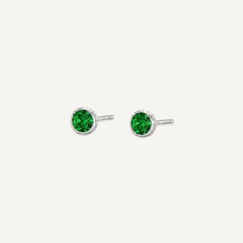 Boucles d’Oreilles Puces Pierre de Naissance Argent Mai