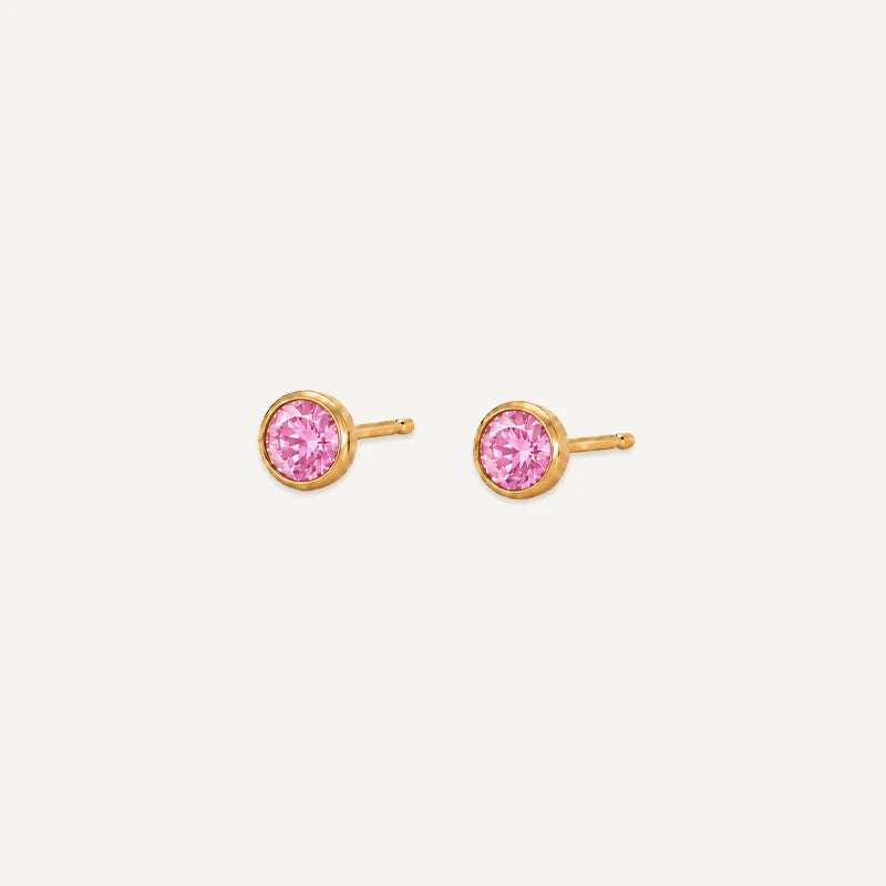 Boucles d’Oreilles Puces Pierre de Naissance Or Octobre