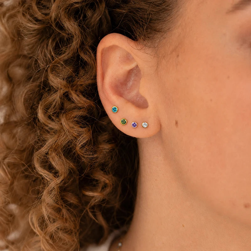 Boucles d’Oreilles Puces Pierre de Naissance