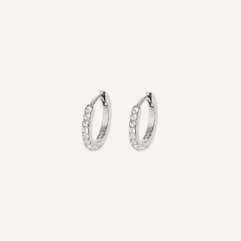 Boucles d'Oreilles Créoles Pierre de Naissance Argent Avril