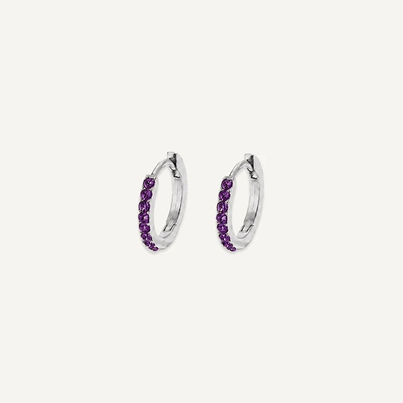 Boucles d'Oreilles Créoles Pierre de Naissance Argent Juin