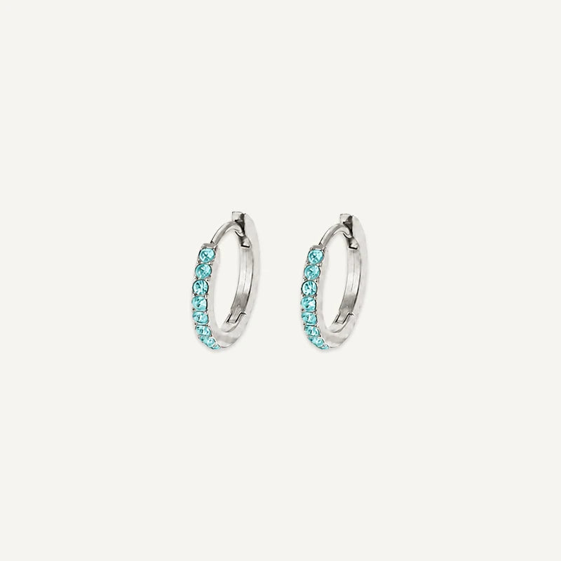 Boucles d'Oreilles Créoles Pierre de Naissance Argent Mars