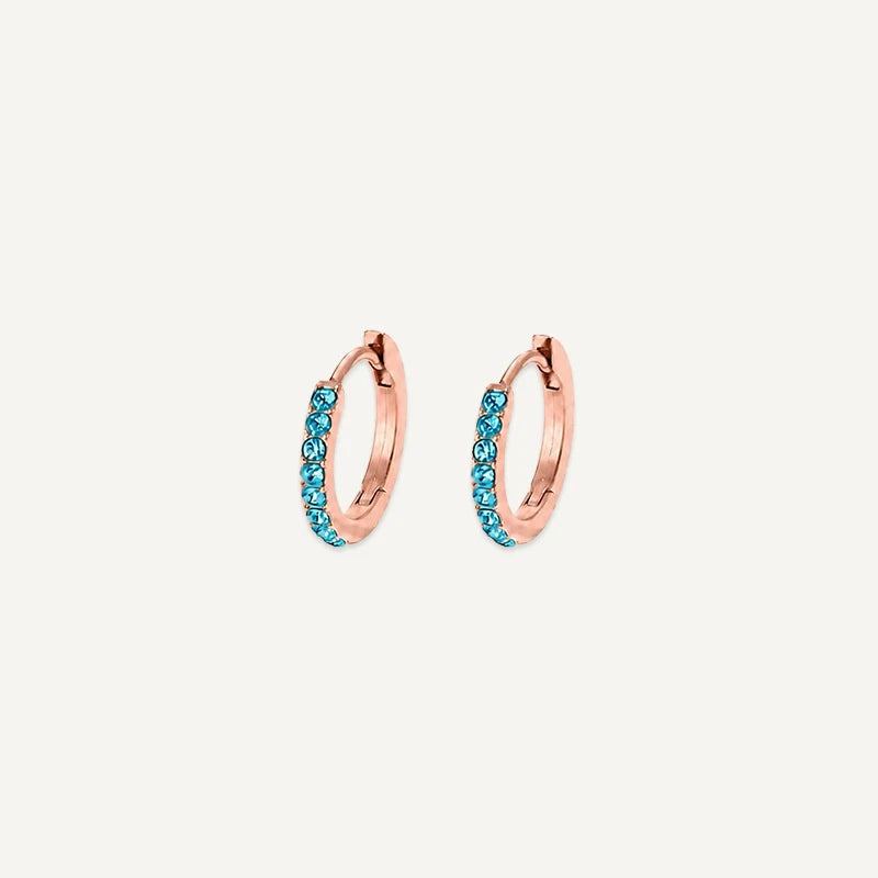 Boucles d'Oreilles Créoles Pierre de Naissance Or Rose Décembre