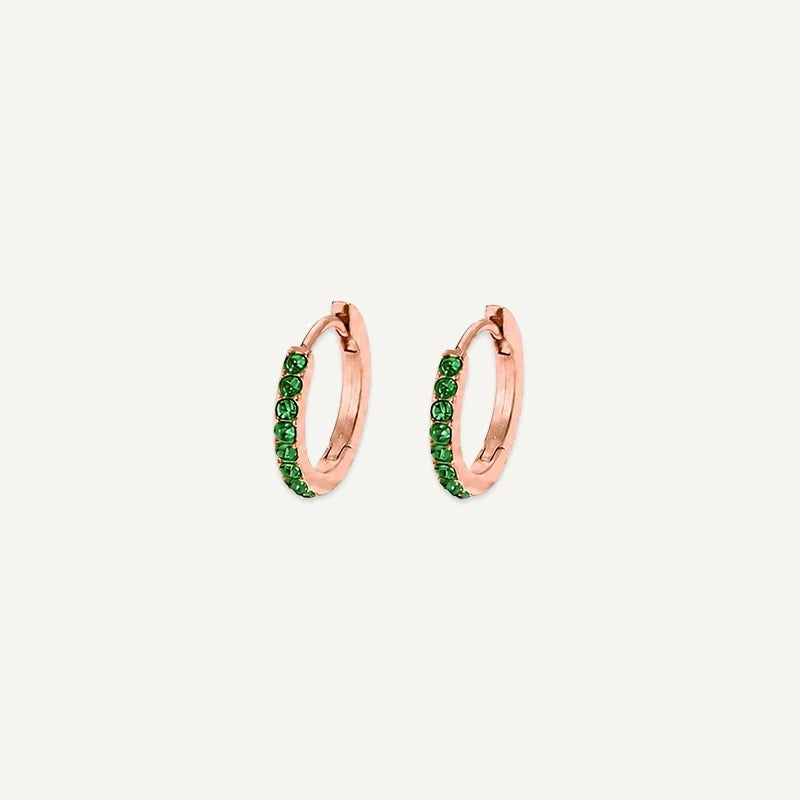Boucles d'Oreilles Créoles Pierre de Naissance Or Rose Mai