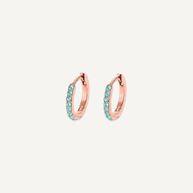 Boucles d'Oreilles Créoles Pierre de Naissance Or Rose Mars