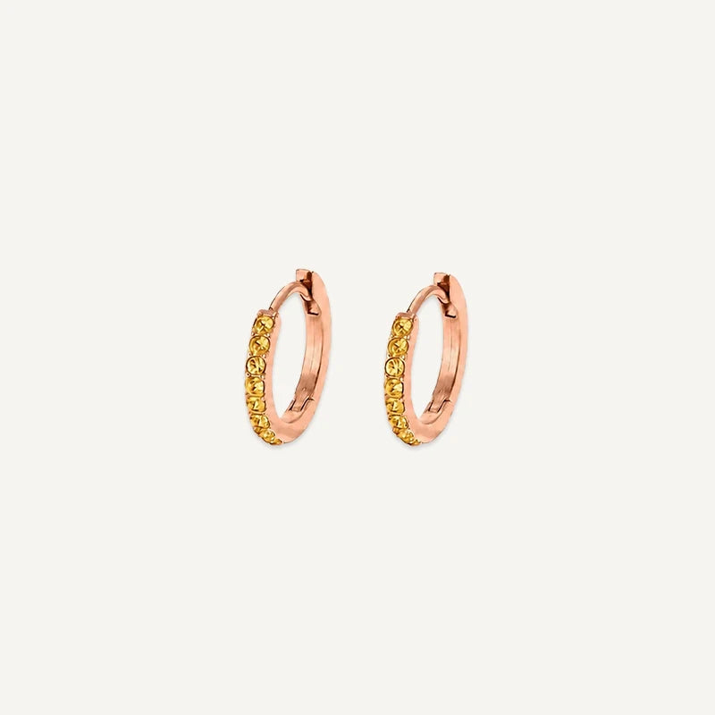 Boucles d'Oreilles Créoles Pierre de Naissance Or Rose Novembre