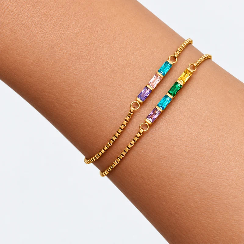 Bracelet Barre Pierres de Naissance 2 Bracelets