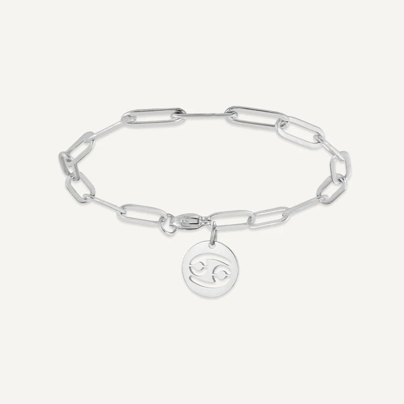 Bracelet chaîne Maillons Signe Astrologique Argent Cancer