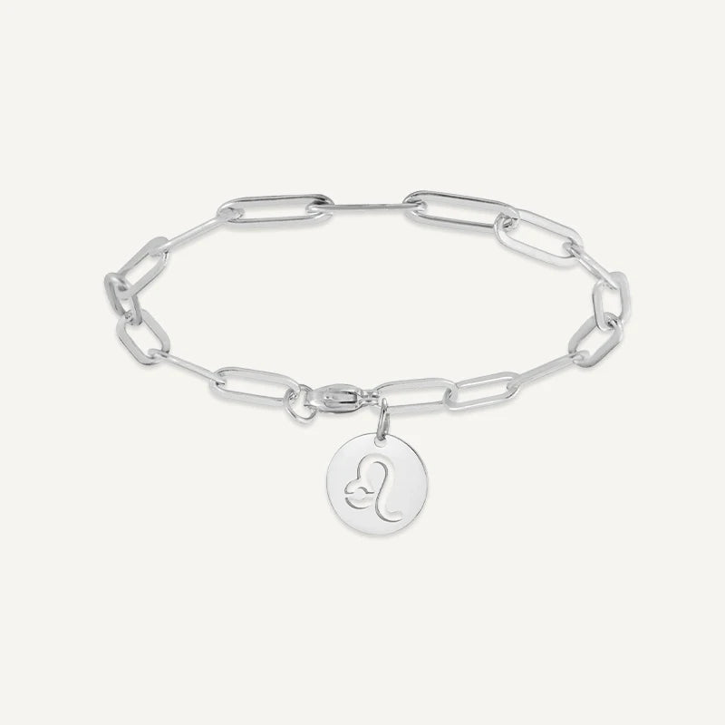 Bracelet chaîne Maillons Signe Astrologique Argent Lion