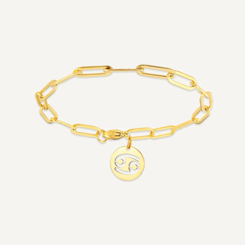 Bracelet chaîne Maillons Signe Astrologique Or Cancer