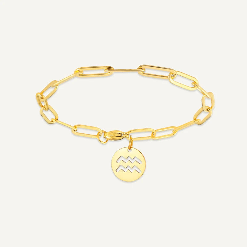 Bracelet chaîne Maillons Signe Astrologique Or Verseau