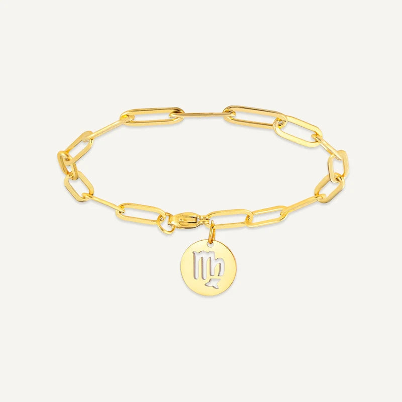 Bracelet chaîne Maillons Signe Astrologique Or Vierge