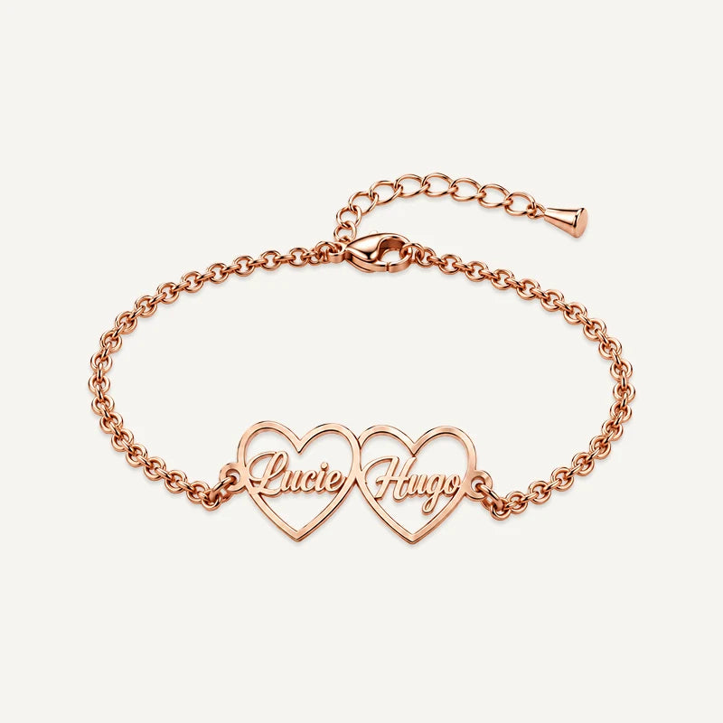 Bracelet Cœurs Prénoms Or Rose