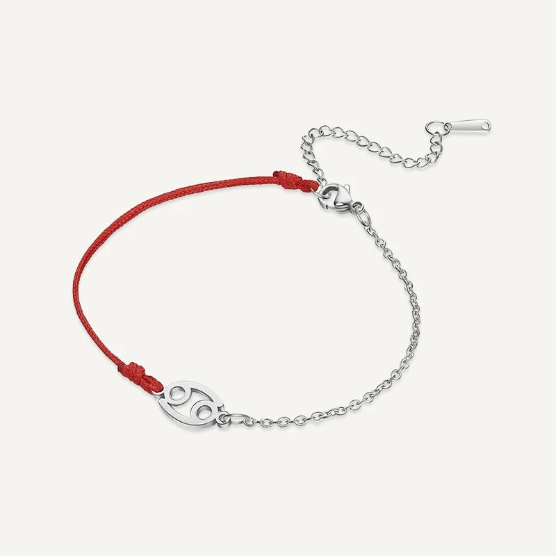 Bracelet Cordon Chaîne Signe Astrologique Argent Cancer