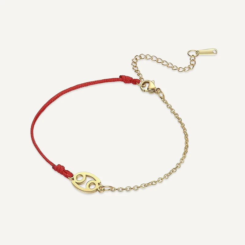 Bracelet Cordon Chaîne Signe Astrologique Or Cancer