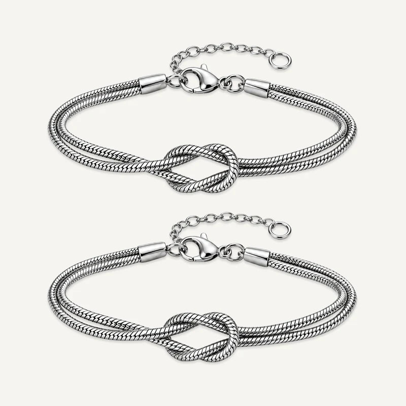 Bracelet Couple Nœud Éternel Argent