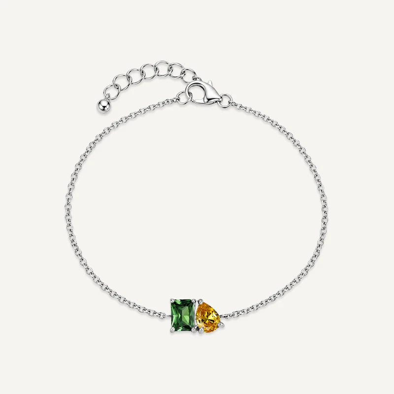 Bracelet Duo Pierres de Naissance Argent
