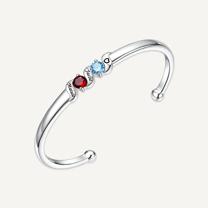 Bracelet Gravure avec Pierres de Naissance Argent 2