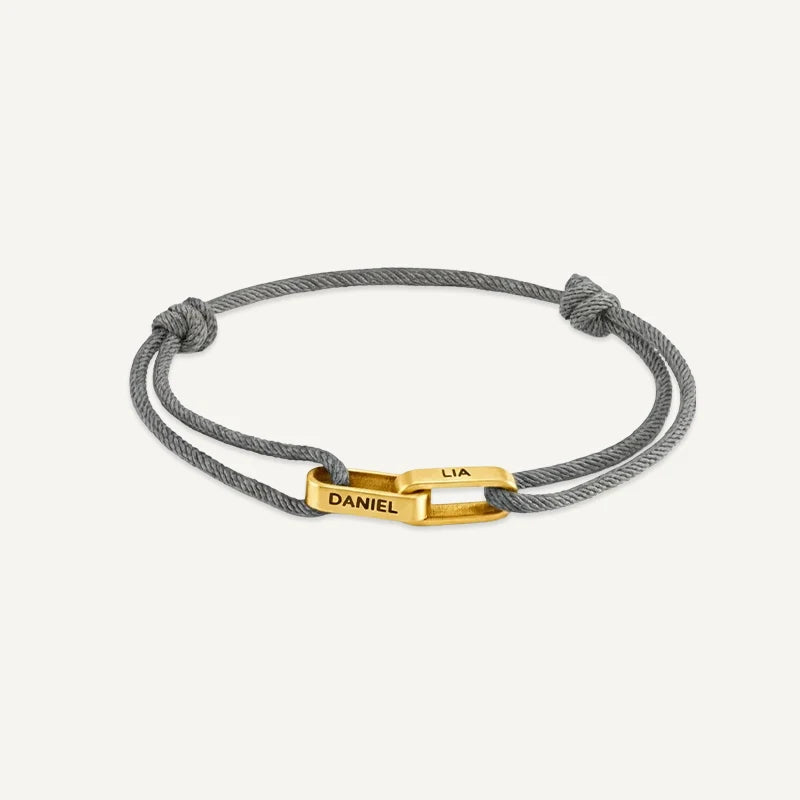 Bracelet Homme 2 Prénoms Gravés Or Gris
