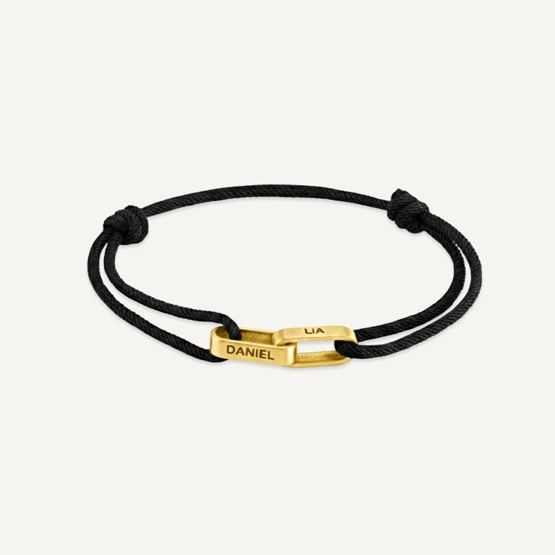 Bracelet Homme 2 Prénoms Gravés Or Noir
