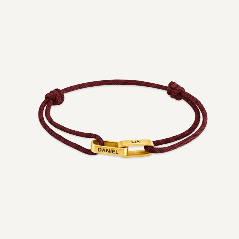 Bracelet Homme 2 Prénoms Gravés Or Rouge