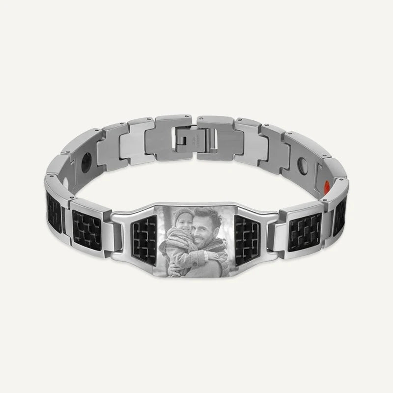 Bracelet Homme Photo Personnalisée Argent