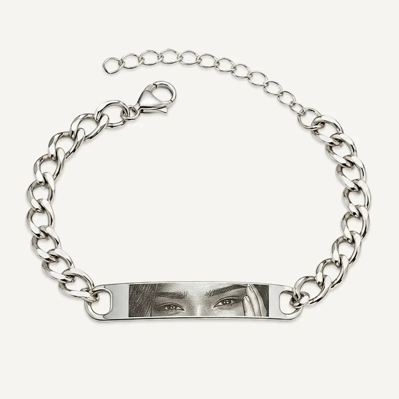 Bracelet Homme Photo Regard Argent