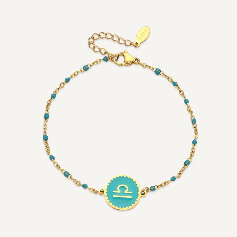 Bracelet Médaillon Coloré Signe Astrologique Balance