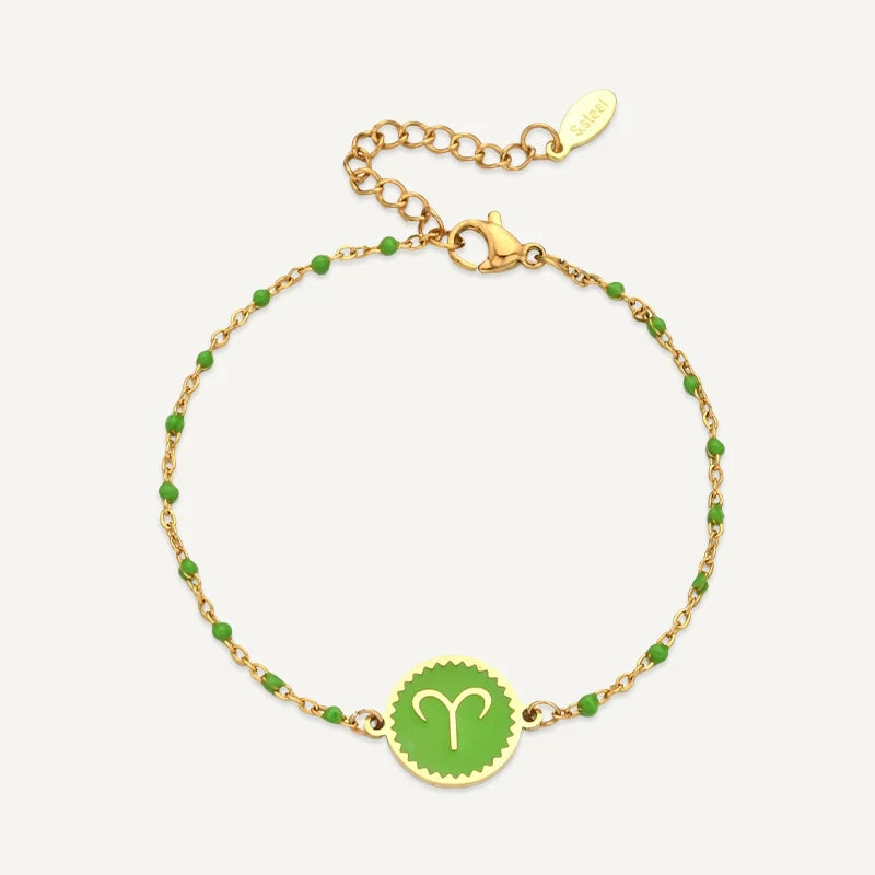 Bracelet Médaillon Coloré Signe Astrologique Bélier